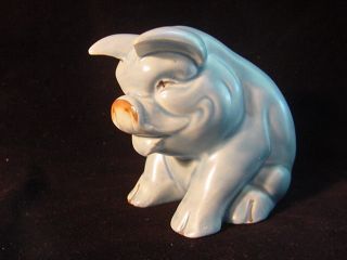 Vintage Art Deco Comical Blue Pig Boar Sow England Matte Glaze Sylvac? Beswick ? photo
