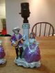 Pair Of German Porcelain Lamps Germany 13326 Minstrel & Lady In Purple Bavaria? Lamps photo 2