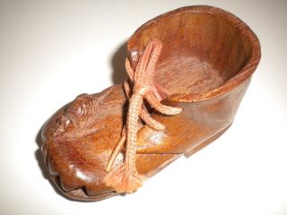 Vintage Folk Art Carved Mini Boot photo