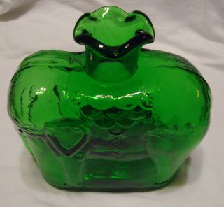 Rare Vinatge Green Glass Elephant Vase photo