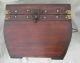 Wooden Box W/ Cool Antiqued Brass Hardware And Flower Design Carved On Top Boxes photo 1