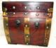 Wooden Box W/ Cool Antiqued Brass Hardware And Flower Design Carved On Top Boxes photo 2