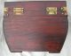 Wooden Box W/ Cool Antiqued Brass Hardware And Flower Design Carved On Top Boxes photo 3