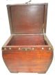 Wooden Box W/ Cool Antiqued Brass Hardware And Flower Design Carved On Top Boxes photo 4