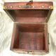 Wooden Box W/ Cool Antiqued Brass Hardware And Flower Design Carved On Top Boxes photo 5