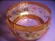 Antique Hand Painted Art Glass Bowl Amber Base And Rim Frosted Center Bowls photo 6