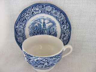 Liberty Blue Tea Cup & Saucer Old North Church Made In England photo
