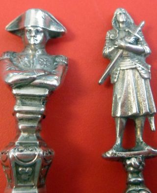 Two Antique French Souvenir Silver Spoons Paris Clerc,  Deflon,  Napoleon, photo