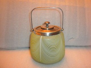Nailsea Glass Biscuit Jar,  Rare Citron Color, photo