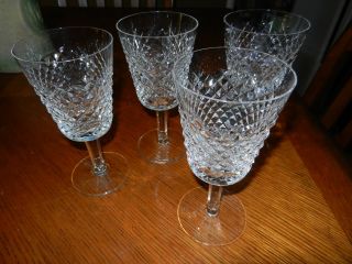 (4) Vintage Waterford Alana Crystal Water Goblet Glass Four7 Oz Glasses photo