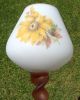 1960s Amber Twist Stem On White Glass Sunflower Bowl - Gc Bowls photo 1