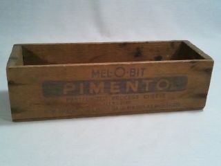 Vintage Mel - O - Bit Pimento Pasteurized Process Cheese Wood Box Great Atlantic Tea photo