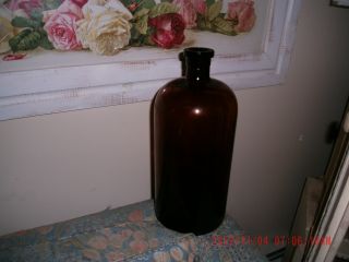 Vintage Antique Brown Glass Apothecary Bottle photo