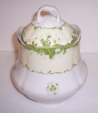 Antique Cracker Jar Biscuit Jar Germany Bavaria Austria Porcelain China Floral photo