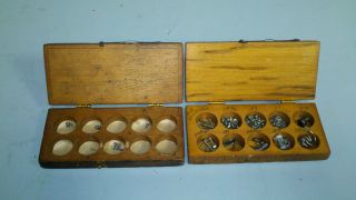Vintage Wood Boxes Small Round Compartments Clock Parts Handmade photo