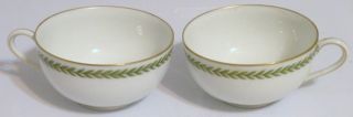 Vintage Pair Of Green Leaf Ca France Mugs From Mermod,  Jacob & King Jewelry photo