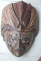 Special Asian Handmade Carved Mask Batik Painting Java Traditional - Huge Xl Carved Figures photo 2