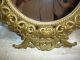 Vintage Antique Gold Cast Iron Mirror Marked: 