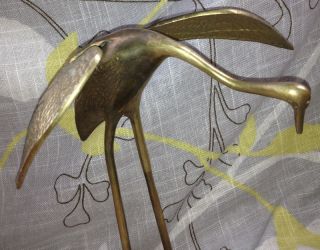 Art Nouveau Bird Statue Crane Asian Sculpture Art Figurine Vintage Brass Gift photo
