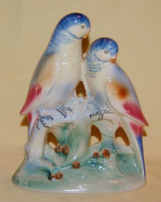 Vintage Porcelain Ceramic Spaulding Royal Copley Pottery Parakeets Bird Figurine photo