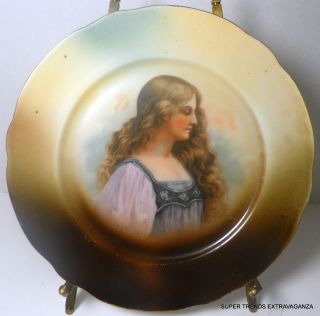 Antique Victoria Schmidt & Co.  Austrian Porcelain Portrait Plate - - 8 1/2 