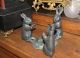 Antique Bronze Figural 3 Rabbits Trinket Dish / Jewelry Holder / Card Receiver Metalware photo 1