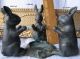 Antique Bronze Figural 3 Rabbits Trinket Dish / Jewelry Holder / Card Receiver Metalware photo 3
