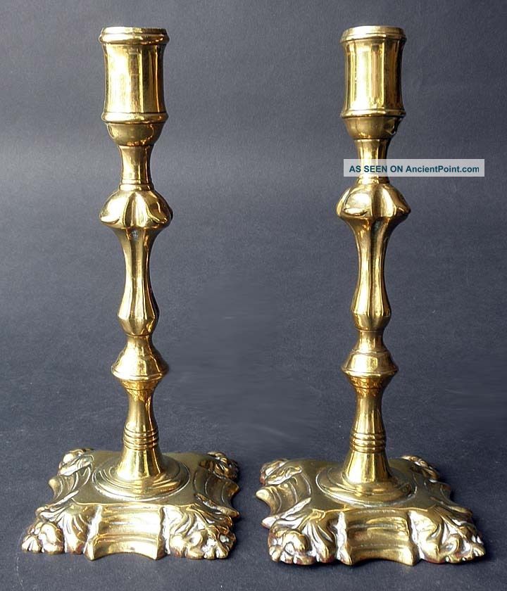 A Pair Of English Brass Candlesticks,  Circa 1880 Metalware photo