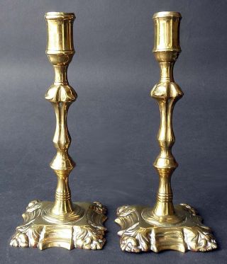 A Pair Of English Brass Candlesticks,  Circa 1880 photo