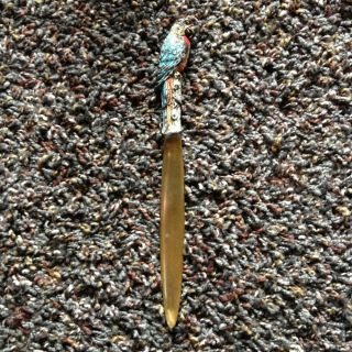 Htf Hubley Parrot Bronze Cast Iron Art Letter Paper Bill Desk Knife Opener photo