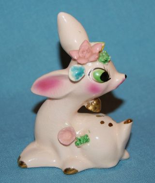 Vintage Japan Porcelain Ceramic Pottery Darling Little Pink Deer Figurine photo