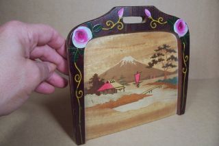 Marquetry / Inlaid Wood Hand Painted Silent Butler - Japanese Crumb Dust Pan photo