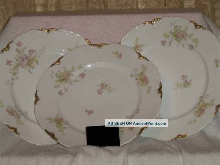 Set 3 Antique Haviland Limoges France Dinner Plates 1889 - 1931 No Chips Plates & Chargers photo