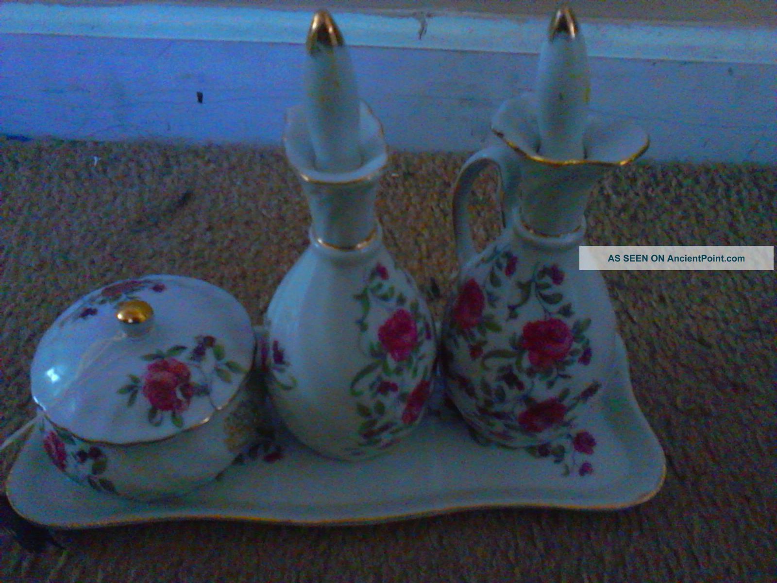 Vintage Porcelain Vanity Set Japan Boxes photo