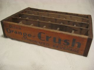 Vintage Orange Crush Wood Bottle Crate Box Carrier photo