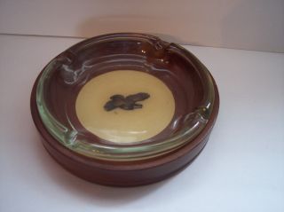 Vintage Handmade Grouse Bird Wood Trinket Dish Glass Insert Bacova Guild Va Usa photo