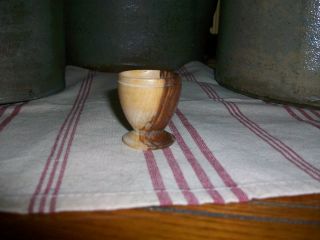Vintage Old Miniature Burl Wood Eye Or Salt Cup Signed Lee photo