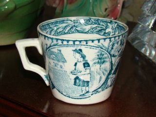 Antique Blue & White Porcelain Childs Cup Delf Or Staffordshire photo