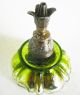 Victorian Czechoslovakia Mercury Glass Perfume Bottle Crackle Uranium Bohemian Perfume Bottles photo 2