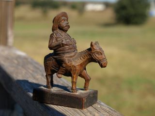 Vintage Sancho Panza Hand Carved Wooden Figure Ouro Artesania Spain Don Quixote photo