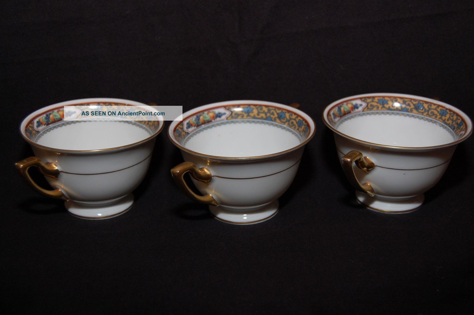 Set Of 3 Thomas Bavaria Harvest Pattern Two Handle Tea Cups Cups & Saucers photo