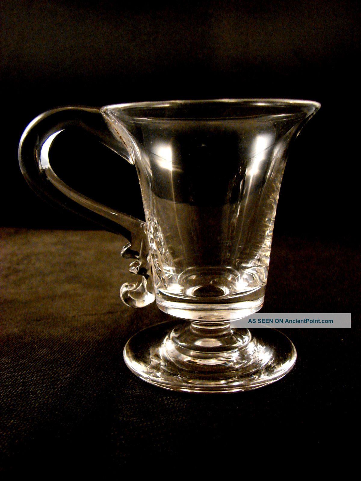 19th C Blown Custard Or Jelly Glass With Applied Handle Stemware photo