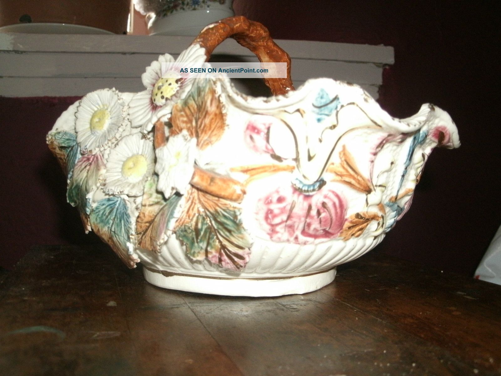 Antique Bone China Made In England Sx6 Marking. . .  Applied Flowers Other photo