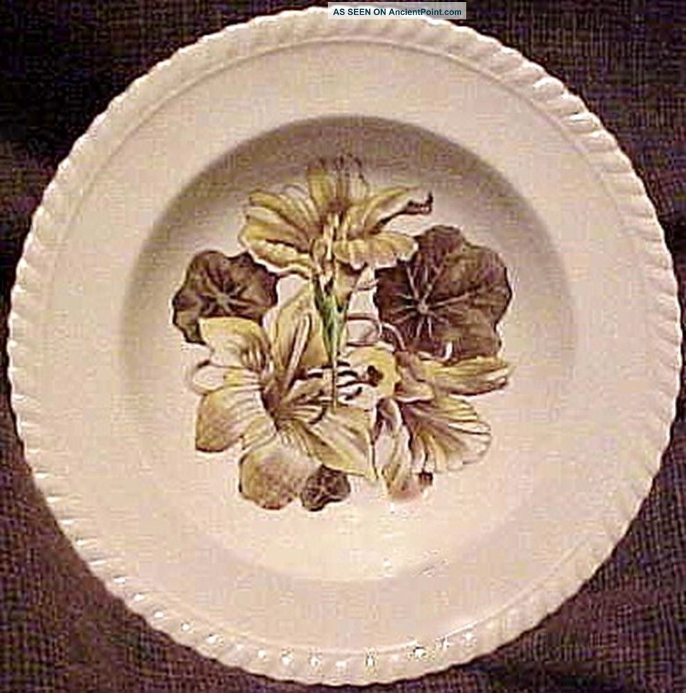 1950s Old Flower Print Ptn Johnson Brothers English Deep Soup Plate Nasturtium Bowls photo