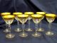 Set Of 8 Vintage Tiffin Gold Rim Opticwine Glass Liqueur Goblets Stemware photo 2