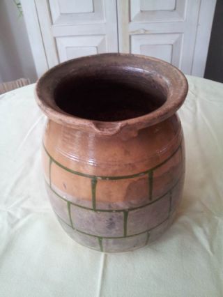 Unique Primitive 19th Century French Pottery Pitcher Confit Pot Jug Antique photo
