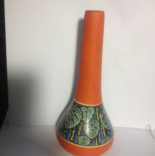 1930 ' S Amphora Art Deco Vintage Orange Vase Retro Czechoslavakia photo