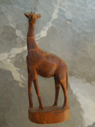 Vintage Wooden Hand Carved Giraffe Statue Figurine 8 1/2 