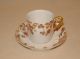 Antique Haviland Limoges Tea Cup & Saucer Set,  Autumn Floral Design,  Gold Trim Cups & Saucers photo 3