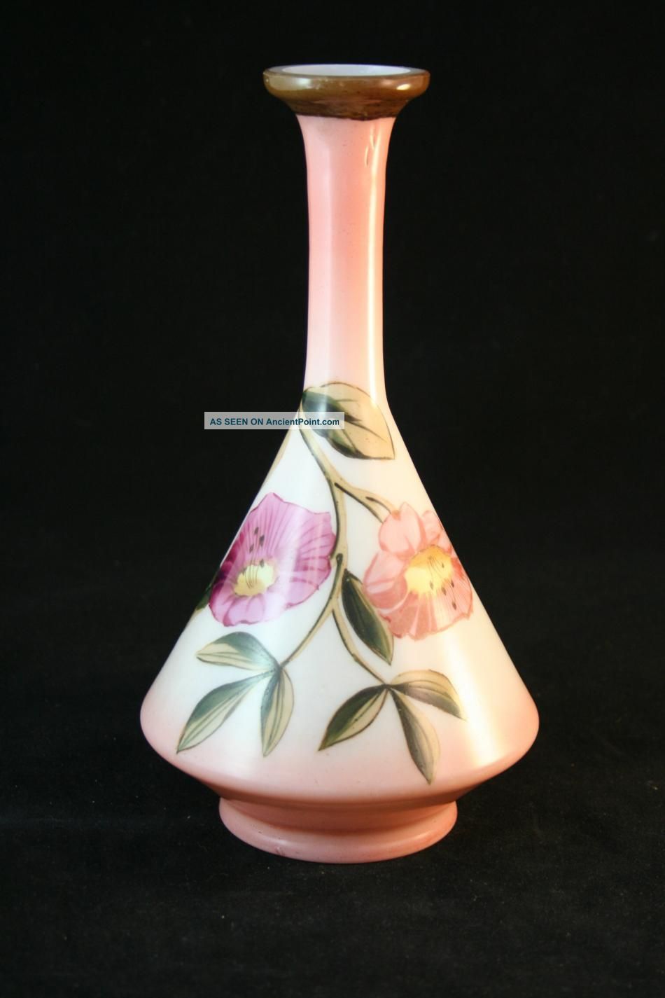 Fine Antique Victorian Era Hand Painted Floral,  